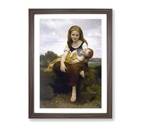 William Adolphe Bouguereau The Elder Sister Classic Painting Framed Print | A2 Walnut Framed Wall Art | Ready to Hang | Classic Historical Picture | Living Room Bedroom Lounge Office