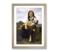 William Adolphe Bouguereau The Elder Sister Classic Painting Framed Print | A4 Oak Framed Wall Art | Ready to Hang | Classic Historical Picture | Living Room Bedroom Lounge Office