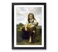 William Adolphe Bouguereau The Elder Sister Framed Print | A2 Black Framed Wall Art | Ready to Hang | Modern Nature Picture | Living Room Bedroom Lounge Office