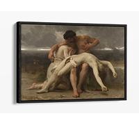 William-Adolphe Bouguereau, The First Mourning Canvas Floater Frame Print Picture Art - Black Frame 12 inch wide x 8 inch high