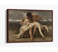 William-Adolphe Bouguereau, The First Mourning Canvas Floater Frame Print Picture Art - Walnut Frame 12 inch wide x 8 inch high