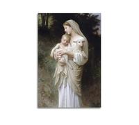 William Adolphe Bouguereau The Innocence Virgin Mary Baby Jesus Lamb Art Posters Wall Art Scroll Canvas Painting Picture Living Room Decor Home 08x12inch(20x30cm)