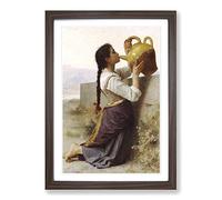 William Adolphe Bouguereau Thirst Framed Print | A2 Walnut Framed Wall Art | Ready to Hang | Modern Nature Picture | Living Room Bedroom Lounge Office