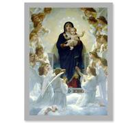 William Adolphe Bouguereau Virgin With Angels Old Painting Artwork Framed Wall Art Print A4 Artery8 Light Grey One Size