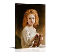 William Adolphe Bouguereau Works《The Story Book (2)》Printing Posters Hanging Canvas Paintings Minimalist Wall Art Prints for Bedroom & Living Room 16x24inch(40x60cm)