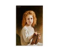 William Adolphe Bouguereau Works《The Story Book (2)》Printing Posters Hanging Canvas Wall Art Pictures Artistic Print Decor for Home & Room 16x24inch(40x60cm)