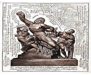 William Blake A4 print The Laocoon As Jehovah With Satan And Adam C1820