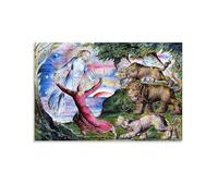 William Blake Illustrations to Dante's Divine Comedy - Dante Running from The Three Beasts Poster Posters Wall Art Painting Canvas Prints Decor Poster Artworks 24x36inch(60x90cm)