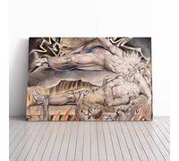William Blake Jobs Evil Dreams Canvas Print | Gallery Wrapped 30mm Frame Wall Art | 20x14 inches | Ready to Hang | Modern Picture | Living Room Bedroom Lounge Office