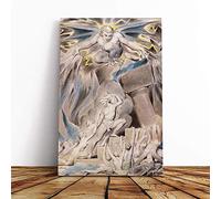 William Blake Overwhelmed by Satan Canvas Print | Gallery Wrapped 30mm Frame Wall Art | 20x14 inches | Ready to Hang | Modern Picture | Living Room Bedroom Lounge Office
