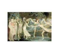 William Blake Works《Oberon, Titania And Puck with Fairies Dancing》Printing Posters Stylish Wall Art Canvas Paintings Aesthetic Picture Print for Room Decoration 12x18inch(30x45cm)