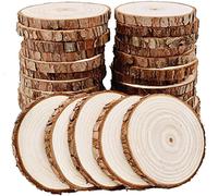 William Craft Unfinished Natural Wood Slices with Bark - 30 Pcs 3.5-4 inch Craft Wood kit Circles Crafts Christmas Ornaments DIY Crafts with Bark for Crafts Rustic Wedding Decoration