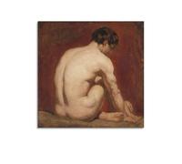 William Etty Painter's Artwork Male Nude, Kneeling, from The Back Posters Canvas Room Aesthetic Wall Art Prints Home Modern Decor 24x24inch(60x60cm)
