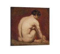 William Etty Painter's Artwork Male Nude, Kneeling, from The Back Posters Canvas Wall Art Decorative Picture Prints Modern Decor 12x12inch(30x30cm)