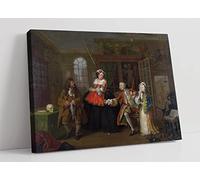 William Hogarth Marriage A-la-Mode 3 The Inspection Canvas Wall Art Picture Print - 12 inch wide x 8 inch high (Frame Depth 30mm)