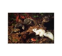 William Holbrook Beard Works《The White Squirrel》Printing Posters Hanging Wall Art Pictures Printed Canvas Paintings for Bedroom Aesthetic Decor 12x18inch(30x45cm)