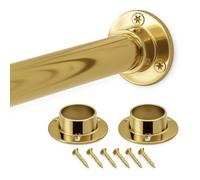 WILLIAM HOPKINS Round Wardrobe Rail 19mm 25mm - Brass or Chrome Hanging Rail with End Sockets - Clothes Rail Cut to Size for Wardrobes, Closets, Cupboards, Storage (Brass Plated, 19mm x 1000mm)