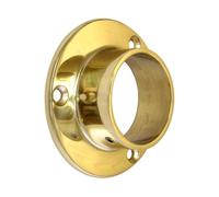 WILLIAM HOPKINS SOLID BRASS HANGING RAIL END SOCKET PAIR - Heavy Duty Wardrobe Rail Wall End Supports - Polished Unlacquered Brass Round Tube Socket Brackets - 12mm 19mm 25mm 32mm 38mm 51mm (19mm)