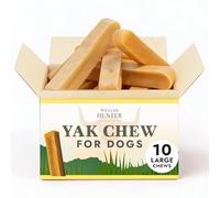 William Hunter Yak Chews for Dogs - Himalayan Hard Cheese Dog Treat - Natural, Long Lasting, Odor Free Chew for Aggressive Chewers - Large Organic Dog Dental Chew (10 Large Chews 1kg)
