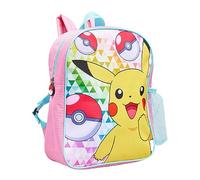 William Lamb Cute Pokemon Pikachu and Poke Ball Pink Backpack 30cm (H) x 25cm (W) x 8cm (D) with Water Bottle Holder Pocket
