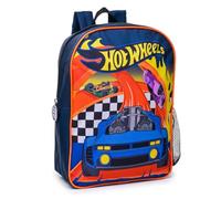 William Lamb Hot Wheels Kids Backpack - Premium Licensed School Bag with Rubber Zip Pull, Drinks Bottle Holder & Padded Shoulder Straps, Ages 2-6 Back to School (32 x 24 x 10cm)
