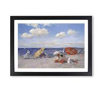 William Merritt Chase at The Seaside Framed Print | A2 Black Framed Wall Art | Ready to Hang | Modern Beach Picture | Living Room Bedroom Lounge Office