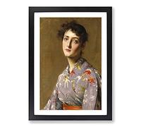 William Merritt Chase Lady in a Japanese Costume Framed Print | A2 Black Framed Wall Art | Ready to Hang | Asian Nature Picture | Living Room Bedroom Lounge Office