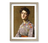 William Merritt Chase Lady in a Japanese Costume Framed Print | A2 Oak Framed Wall Art | Ready to Hang | Asian Nature Picture | Living Room Bedroom Lounge Office
