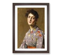 William Merritt Chase Lady in a Japanese Costume Framed Print | A2 Walnut Framed Wall Art | Ready to Hang | Asian Nature Picture | Living Room Bedroom Lounge Office
