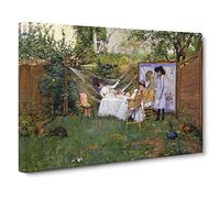 William Merritt Chase Open Air Breakfast Canvas Print | Gallery Wrapped 30mm Frame Wall Art | 20x14 inches | Ready to Hang | Modern Picture | Living Room Bedroom Lounge Office