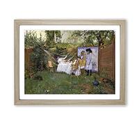 William Merritt Chase Open Air Breakfast Classic Painting Framed Wall Art Print, Ready to Hang Picture for Living Room Bedroom Home Office Décor, Oak A2 (64 x 46 cm)