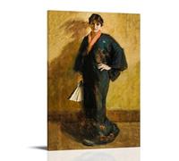 William Merritt Chase Paintings Wall Art Poster Prints The Blue Kimono Art Canvas Painting Decor Wall Print Photo Home Modern Decoratives Frame 16x24inch(40x60cm)