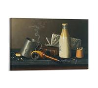 William Michael Harnett Painter's Artwork Still Life with Pipe And Milk Bottle Posters Wall Art Picture Canvas Prints Bedroom Living Room Decor 12x18inch(30x45cm)