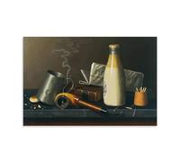 William Michael Harnett（Still Life with Pipe And Milk Bottle ） Wall Art Posters Cool Artworks Painting Wall Art Canvas Prints Hanging Picture Home Decors Idea 16x24inch(40x60cm)