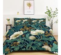 William Morris 10.5 Tog Coverless Duvet Double 200 x 200cm Comforter | White Floral Botanical Reversible Washable Quilt with 2 Pillowcase, Soft Comfy Travel Camping Blanket