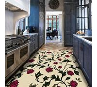 William Morris 120x150 Area Rug Living Room Rugs Washable Neutral Rose Vine Soft Thin Large Rug Indoor Floor No Slip Area Rugs Cream Pink Floral Carpet for Bedroom Under Dining Table Office Decor