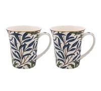 Lesser & Pavey British Designed Willow Bough Coffee Mug | Ceramic Coffee Mugs for Home or Work | Large Mugs for Hot Drinks | Set of 2 Tea and Coffee Cups - William Morris
