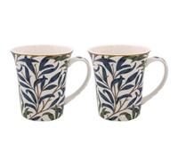 Lesser & Pavey British Designed Willow Bough Coffee Mug | Ceramic Coffee Mugs for Home or Work | Large Mugs for Hot Drinks | Set of 2 Tea and Coffee Cups - William Morris