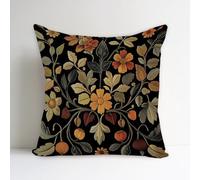 William Morris Abstract Vintage Floral Velvet Design Throw Pillow Cover Home Decor, Art Deco Pillowcase Cushion Cover for Bed Sofa Living Room, Square Pillow Case 18x18inch (Black&Vintage Floral)