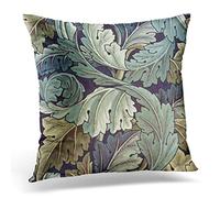 William Morris Acanthus Floral Design Vintage Pillow Cover Hidden Zipper Linen Flax Indoor Throw Pillow Case Cushion 16x16 in Square Pillowcases