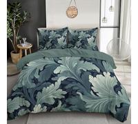 William Morris Art Duvet Cover Set Soft Lightweight Microfibre Quilt Cover With 2 Pillowcase Teal Acanthus Print Pattern 3 Pcs Bedding Set With Zipper Closure Single 135X200Cm