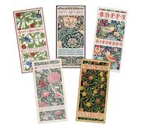 William Morris Art Greeting Card - Birthday Congratulations Luxury DL Long Tall with Envelope Art Nouveau (Pack Set of 5 Cards Set #1)