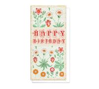 William Morris Art Greeting Card - Birthday Congratulations Luxury DL Long Tall with Envelope Art Nouveau (Daisy: Happy Birthday)