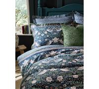 William Morris At Home 2 Pack Pure Cotton Midnight Strawberry Thief Pillowcases Light Blue Mix
