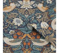 William Morris At Home Archival Blue Strawberry Thief Classic Smooth Wallpaper