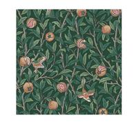 William Morris Gallery Collection Deep Green Bird & Pomegranate Smooth Wallpaper
