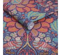 William Morris at Home Dove & Rose Carnival Wallpaper | Paste the Wall | Purple Animals | Eco-Friendly