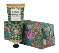 William Morris At Home Hand Cream 100ml and Makeup Bag, Moisturiser, Shea Butter, Magnesium, Travel Size, Toiletry, Cosmetic Wash Bag, Vegan and Cruelty Free, Gift For Her