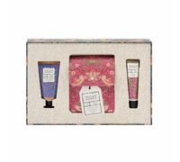 William Morris At Home Hand Cream 30ml Lip Balm 10ml in Cosmetic Pouch | Shea Butter Hand and Lip Moisturiser in Pink Pouch, Handbag Essential, Travel Case, Vegan and Cruelty Friendly Gift