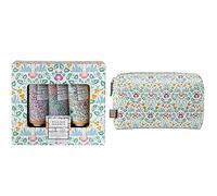 William Morris At Home Hand Creams 30ml x3, Bergamot and Vetiver Scented+William Morris At Home Wash Bag, Zip Pull Toiletry, Golden Lily
